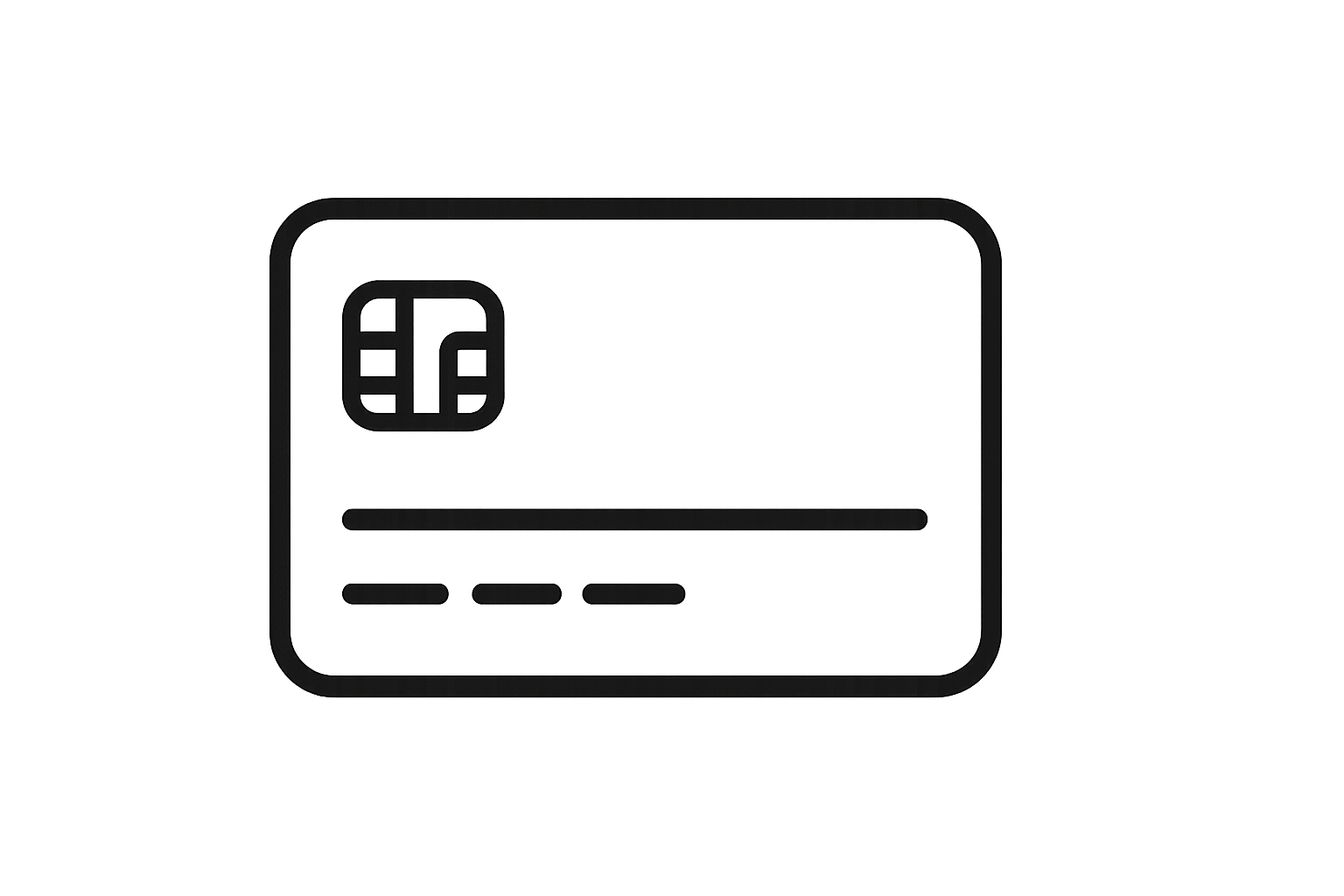 Credit card icon. Black outline. No background